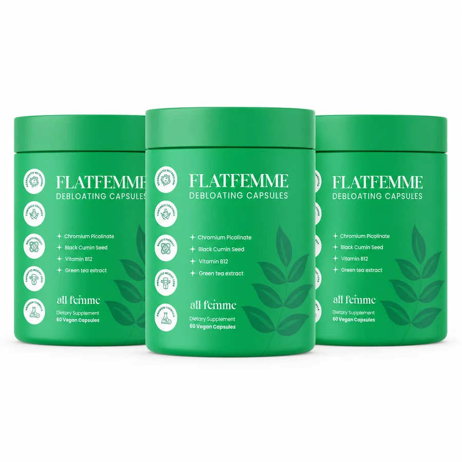 FlatFemme 90-day supply, 3 jars